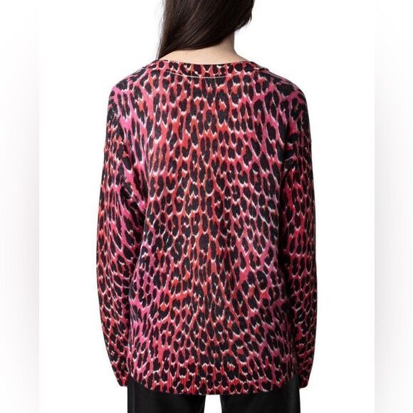 Zadig & Voltaire Mirka Leo print Leopard Cashmere Cardigan Size XS NWT - Picture 9 of 16